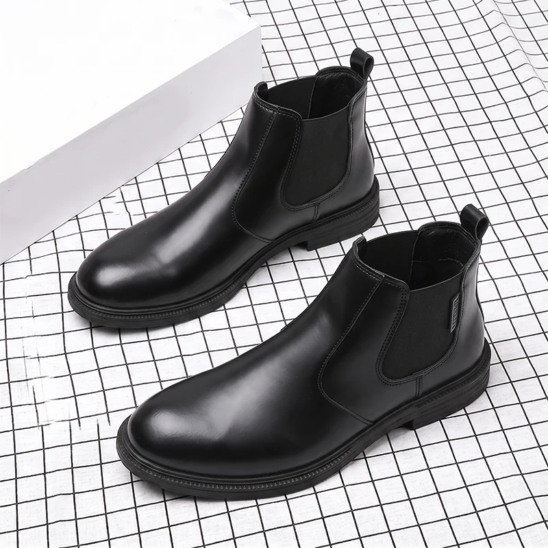 Men Formal Wear With Boots - Erkek Deri Chelsea Bilekli Bot, Günlük