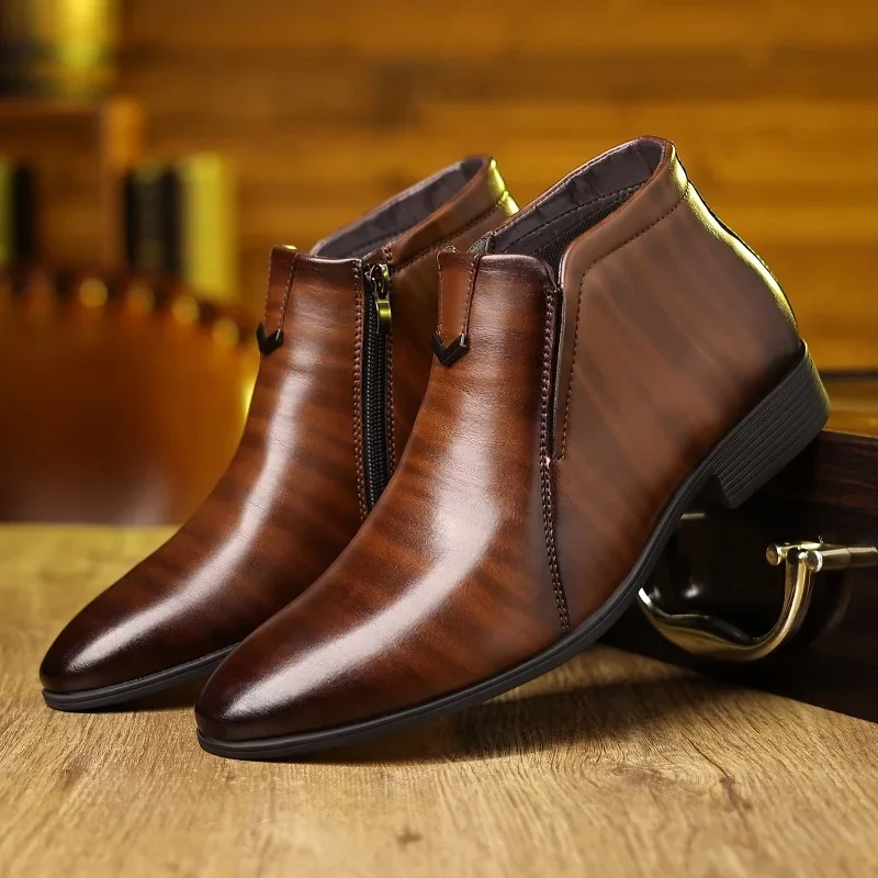 Men Formal Wear With Boots - Lüks Erkek Botları Moda Yüksek top