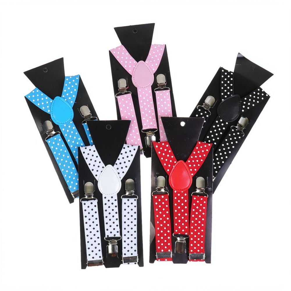 Men'S Formal Wear With Suspenders - Şık Puantiyeli Elastik Askılar, Ayarlanabilir Metal