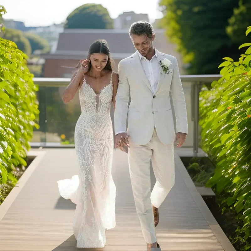 Men Formal Wear Modern - Keten Düğün Smokin Erkekler Için Yaz