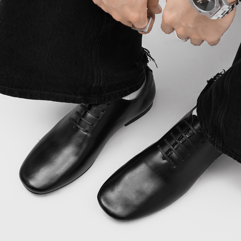 Formal Men Daily Wear Footwear - Erkek Bağcıklı Oxford Klasik Ayakkabı, Kare